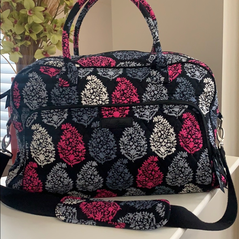 Vera Bradley Pink/Black Weekender Travel Bag
